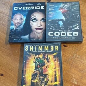 NWOT  3 DVD’s Override, Code 8, Shimmer